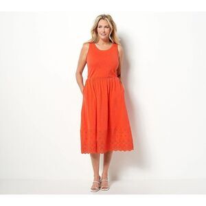 Jason Wu Regular Knit Midi Dress with Eyelet Detail sleeveless cotton size large